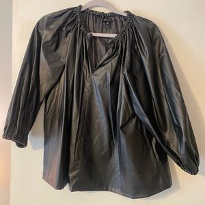 Who What Wear Faux Leather Blouse